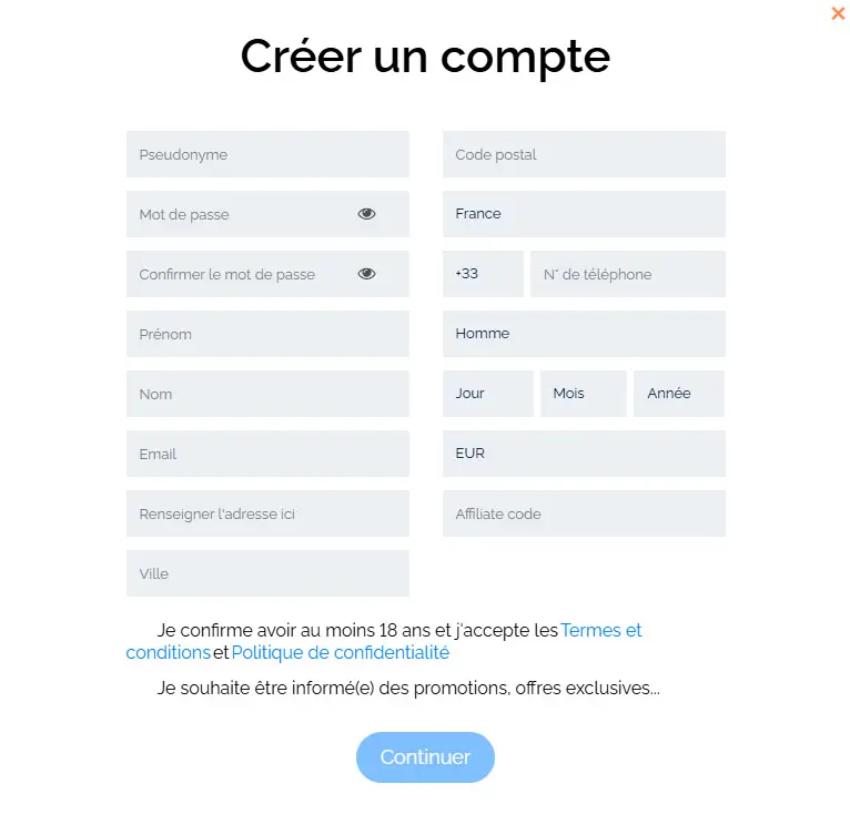 Processus d'inscription LeoVegas Casino